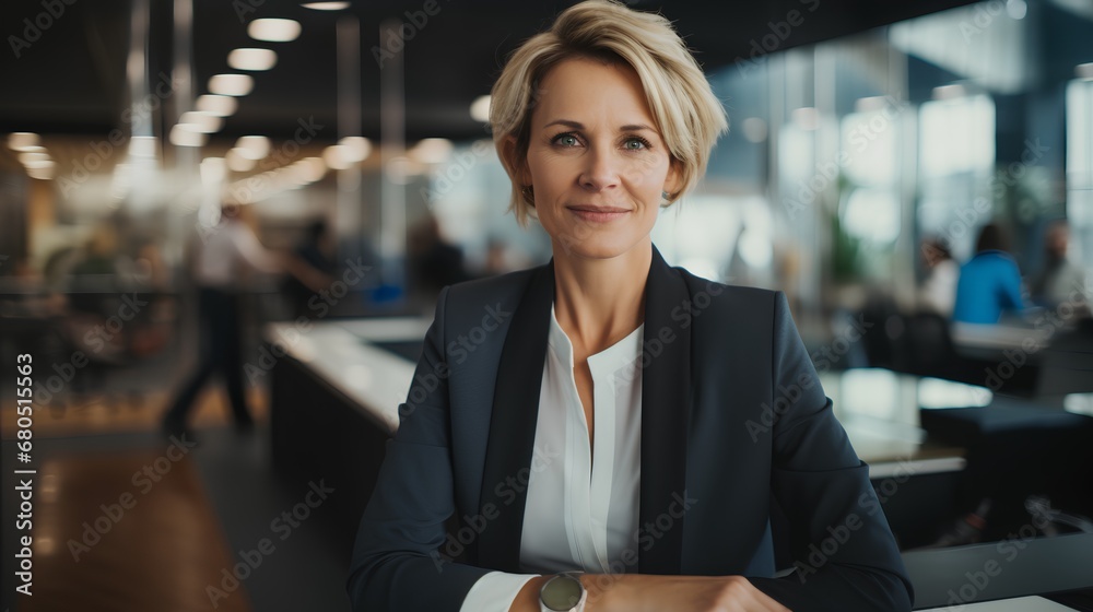 Middle Woman A confident middleaged woman exudes leadership and determination as she ...
