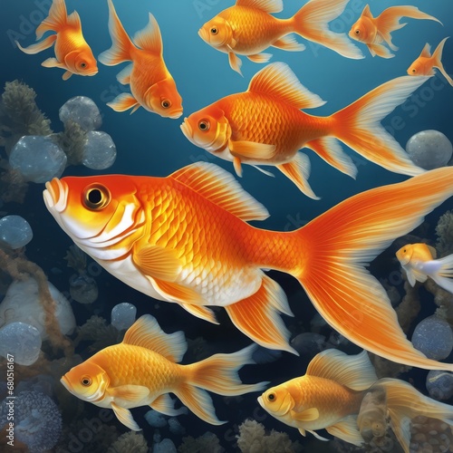 beautiful fish in water beautiful fish in water fish swimming in aquarium, 3d illustration