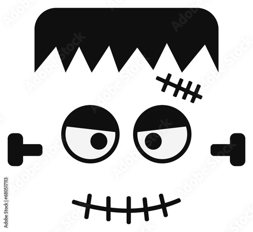 Vector Halloween Faces. Halloween Frankenstein faces silhouettes. Frankenstein face.