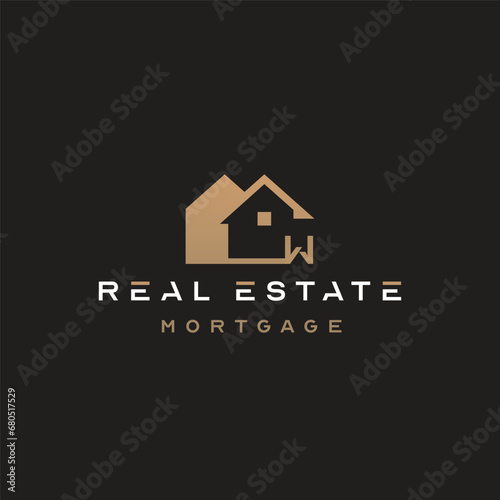 Black Gold Letter W Real Estate Logo Construction, Architecture, Building Logo Design