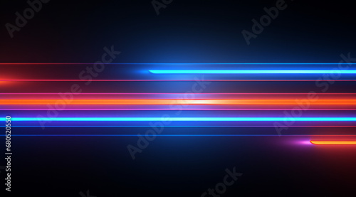 Red and blue neon lights create a sleek, contrasting glow in an abstract setting.