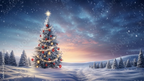 Beautiful Christmas and New Year's background with decorated Christmas tree © Jalal