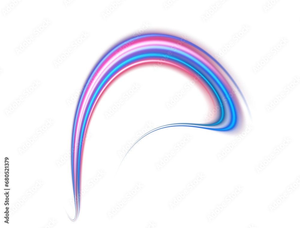Obraz premium Blue and red neon wavy lines. Red blue special effect, speed police line. Magic of moving fast lines. Laser beams. Particle motion effect. Acceleration speed motion on night road. PNG.