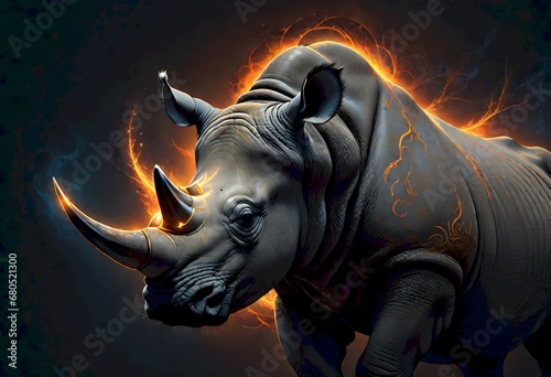 Flaming Rhino Illustration