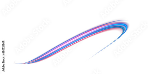 Blue and red neon wavy lines. Red blue special effect, speed police line. Magic of moving fast lines. Laser beams. Particle motion effect. Acceleration speed motion on night road. PNG.