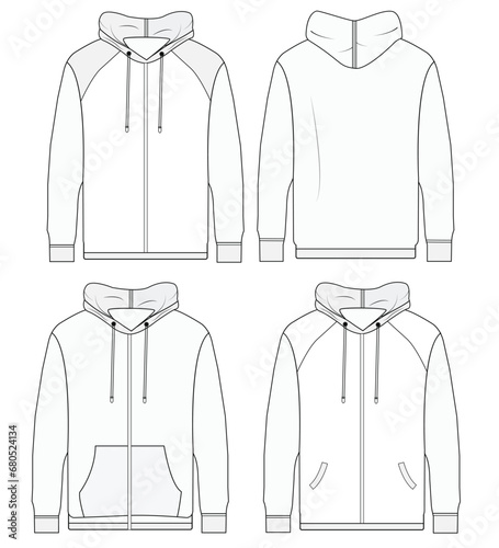 Hoodie Sweatshirt Mockup template vectir design Front and back set,