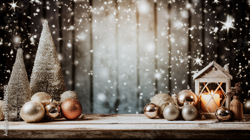 Arrière-plan de Noël avec bokeh pour carte et bannière © Concept Photo Studio
