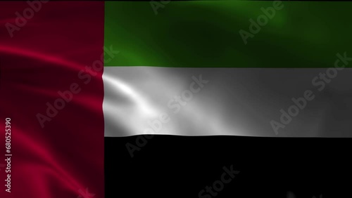 National Flag Animation of United Arab Emirates with Realistic Wavy Movement. Video Animation Suitable for Background, Wallpaper, Greetings, or Template