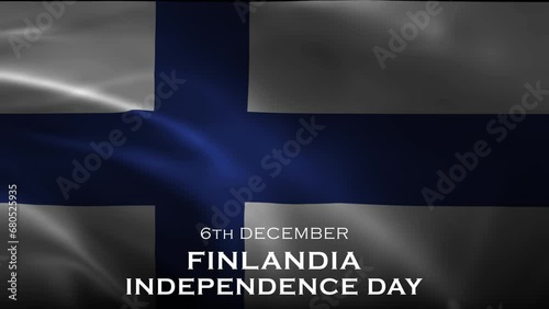 National Flag Animation of Finlandia Independence Day, 6th December. Realistic Flag with Wavy Movement in 4k Quality Video. Suitable for Template, Greeting, Background, Wallpaper, or Celebration