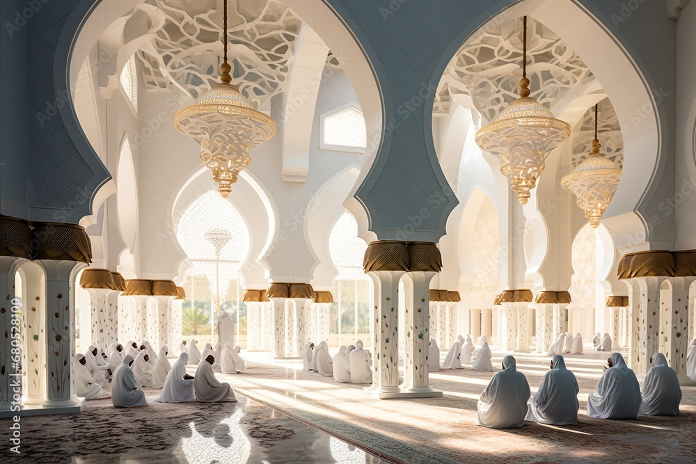 Fototapeta premium Communal Worship: Ramadan Prayers at the Mosque