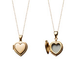 Locket and chain - Heart shaped - open and closed locket