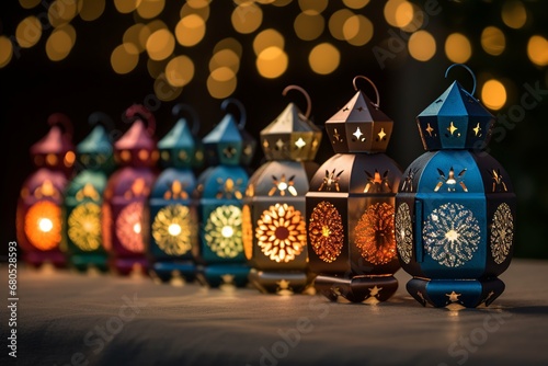 Warm Glow of Ramadan: Traditional Lanterns Close-Up