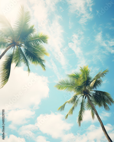 Warm sky  beach palms  summer vibes