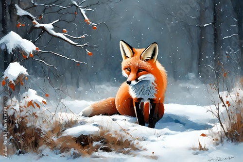 red fox in the snow