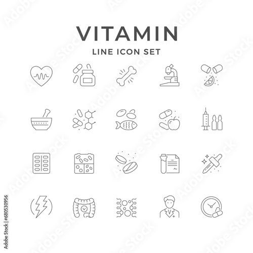 Set line icons of vitamin