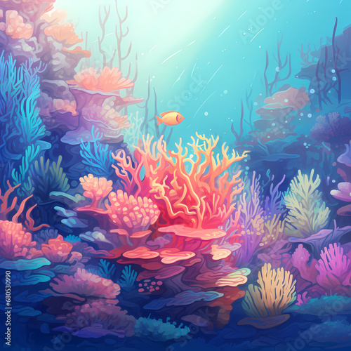 background with a soft gradient depicting the colors of a coral reef © Cao