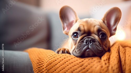 bulldog resting in a comfy sofa portrait © Felipe
