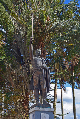 Simón Bolívar, Statue des Nationalhelden und Befreiers in Salento, Quindio, Kolumbien