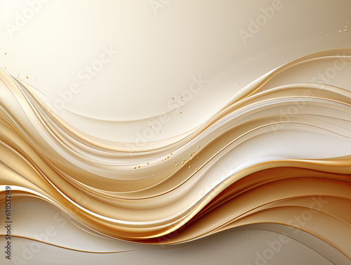 A modern abstract scene of luxury, with golden lines sparkling and free space to paste promotional text. The cream color shade background exudes a sweet and elegant feeling.
