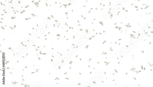  Scattered dollars in mid-air against a transparent background