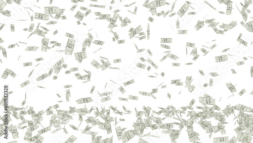 Dollar bills raining transparent dark backdrop