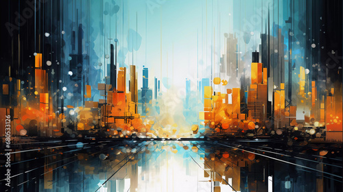 Modern art design picture of abstract city