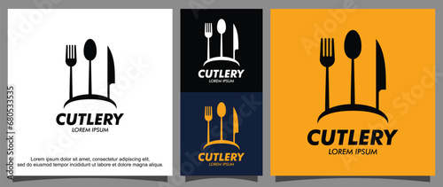 Cutlery fork spoon knife logo template
