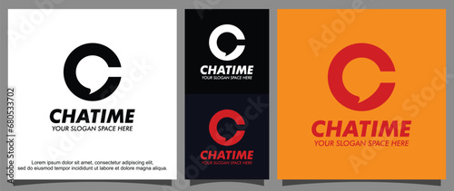 Letter C and chat logo template 