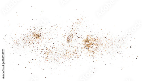 Fototapeta Naklejka Na Ścianę i Meble -  Minced black pepper, ground peppercorn pile isolated on white, top view
