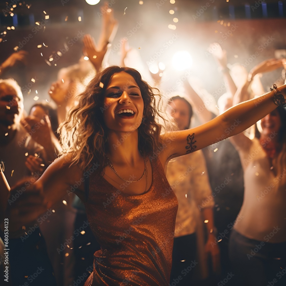 Obraz premium group of people in a disco, party