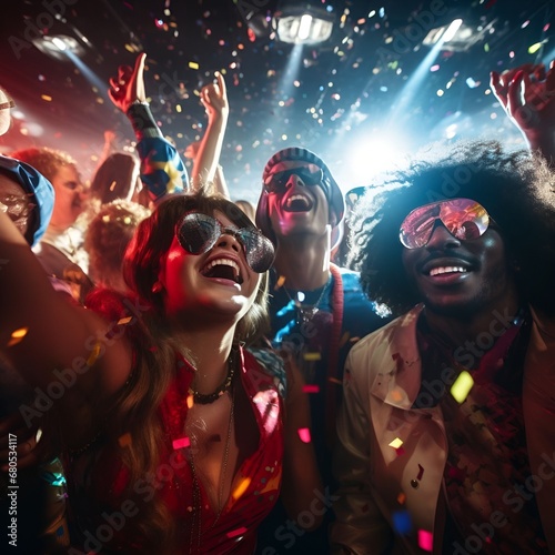 group of people in a disco, party