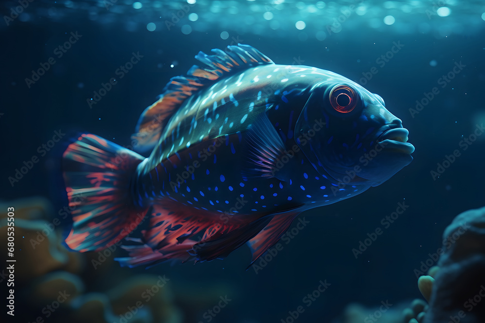 Fototapeta premium fish on blue. 