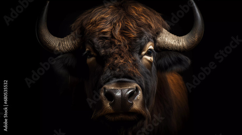 Portrait of a Buffalo on a black background photo