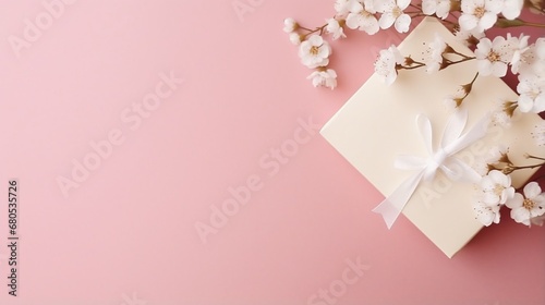 Colorful Flower Blossom on Pink Background with Copy Space generated by AI tool 