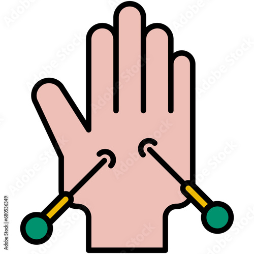 Acupuncture Icon. Acupressure Needle Therapy Pictogram Graphic Illustration. Isolated Simple Filled Line Icon For Infographic, App and Web Button.