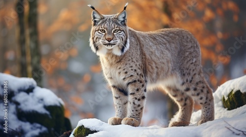 Solitary Lynx Portrait in Snowy Winter generated by AI tool 