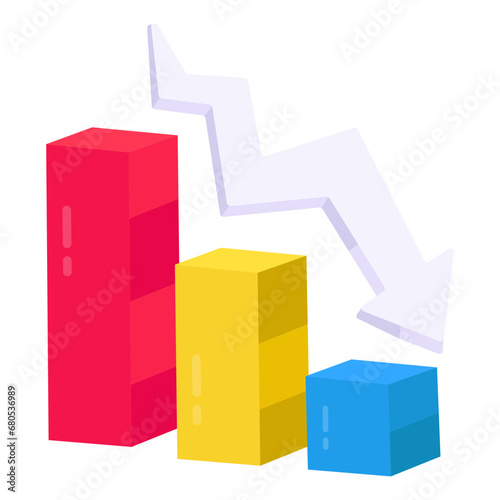 A flat design icon of recession chart 

