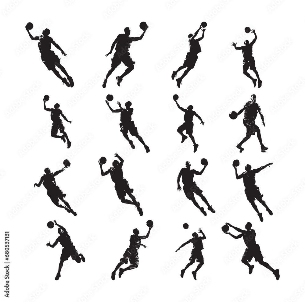 Basketball Silhouette Vector On White Background.