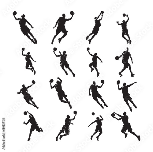 Basketball Silhouette Vector On White Background.