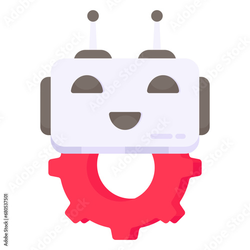 A colored design icon of robot setting 

