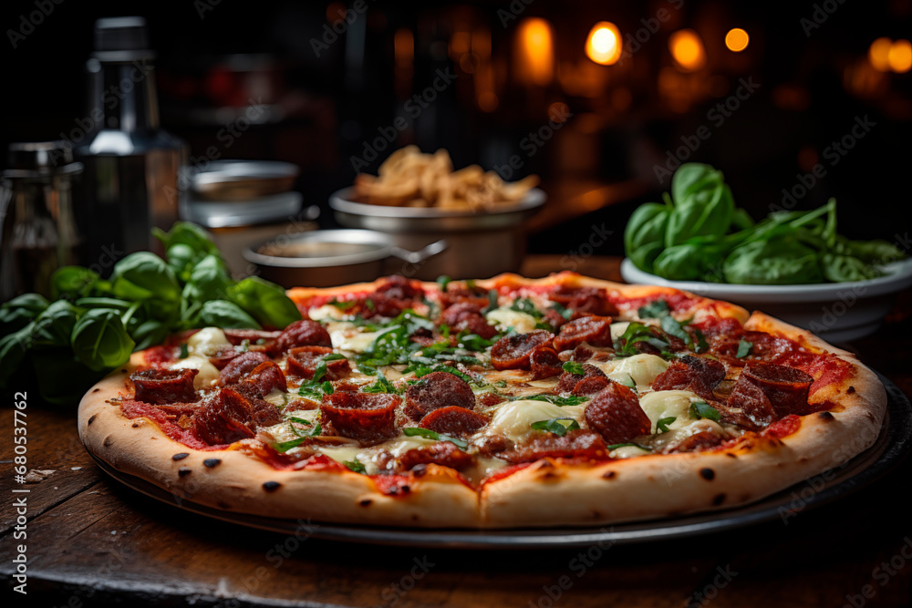 a margherita pizza with only salame ventricina. IA a margherita pizza with only salame ventricina. IA