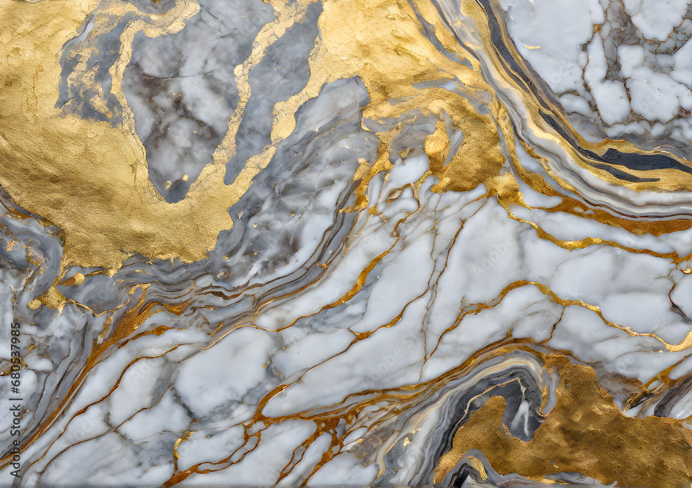 Light gray marble texture with gold patterns. Close-up Light gray marble texture with gold patterns and lines.
