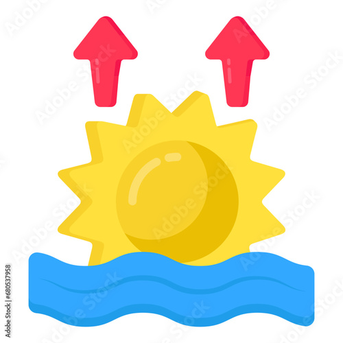 An eye catching icon of sunrise in flat design 

