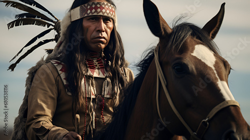 An American Indian brave on his horse