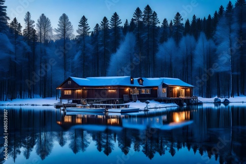 lake in the mountains at night