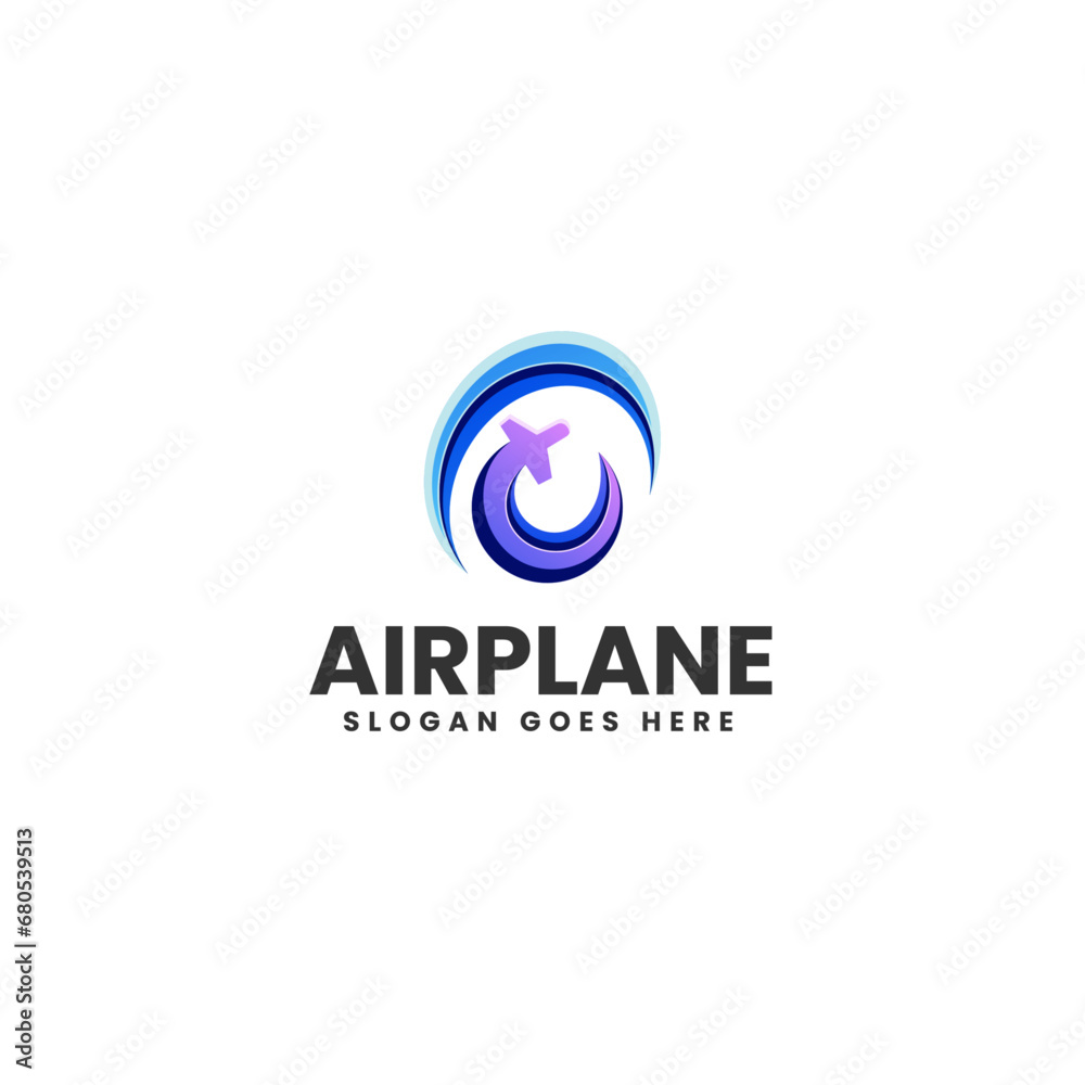 Vector Logo Illustration Airplane Gradient Colorful Style