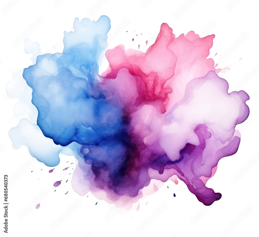 Watercolor  splash,Abstract Pink and Blue on a transparent background.
