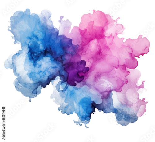 Watercolor splash,Abstract Pink and Blue on a transparent background.