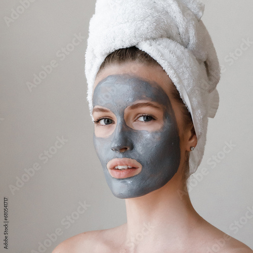 A girl with a cosmetic mask on her face