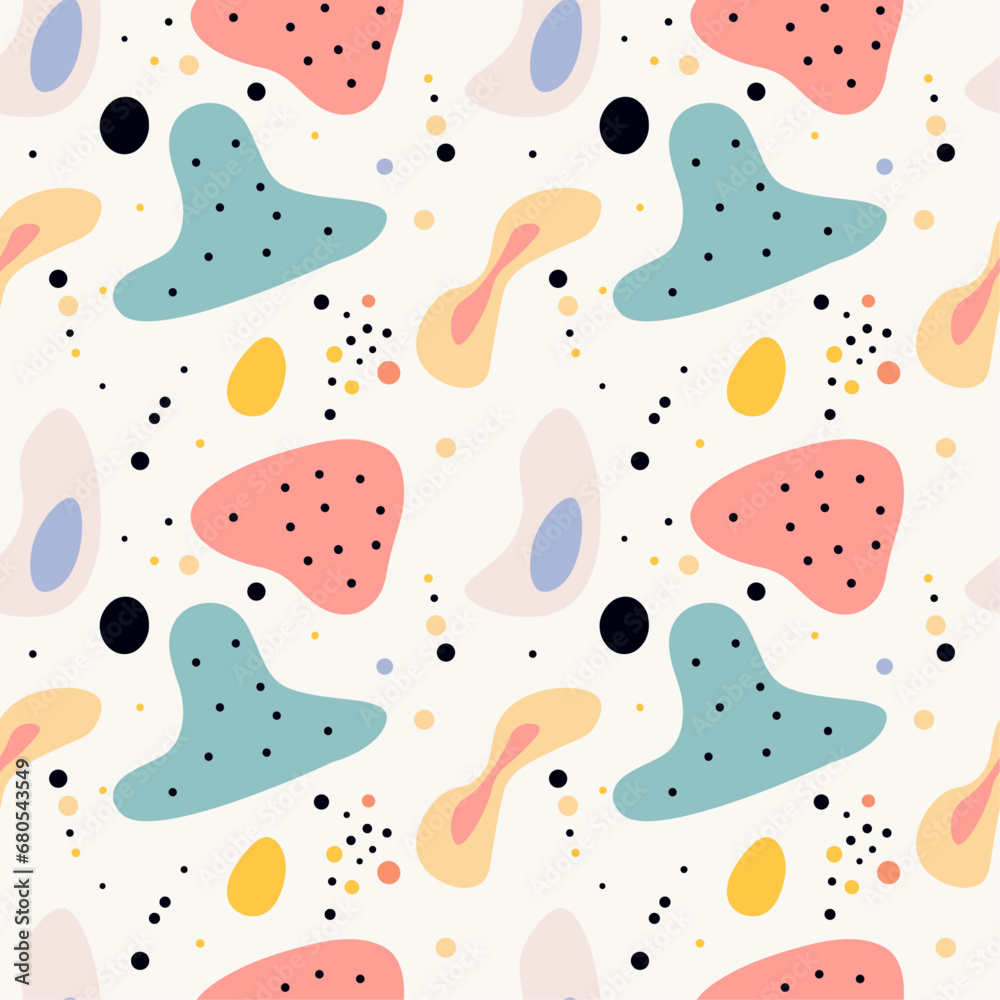 Vector trendy abstract shapes seamless patten with modern pastel colors, dots, lines, circle pink blue pastel colors cute background wallpapers design Vector trendy abstract shapes seamless patten with modern pastel colors, dots, lines, circle pink blue pastel colors cute background wallpapers design